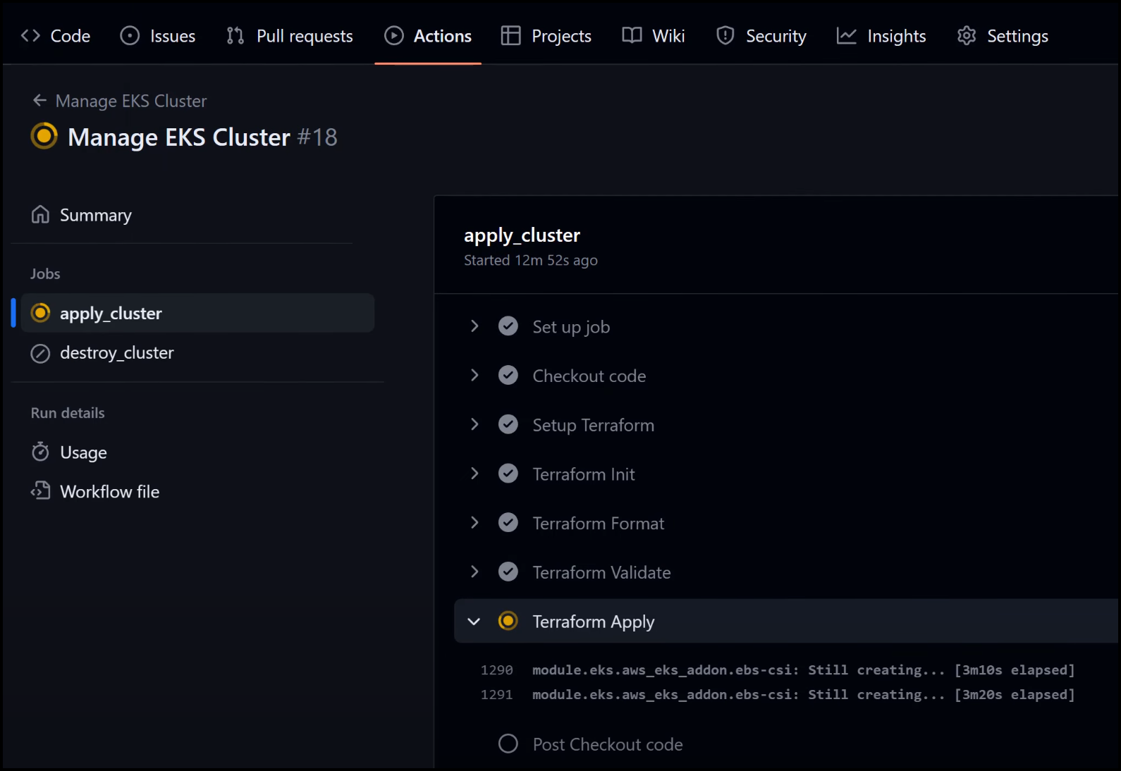 GitHub Actions Running