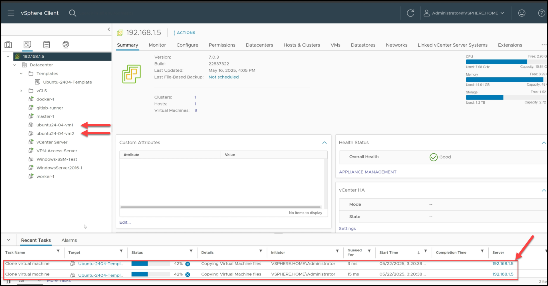 Terraform Cloning the Packer VM Image and setting up the VMs