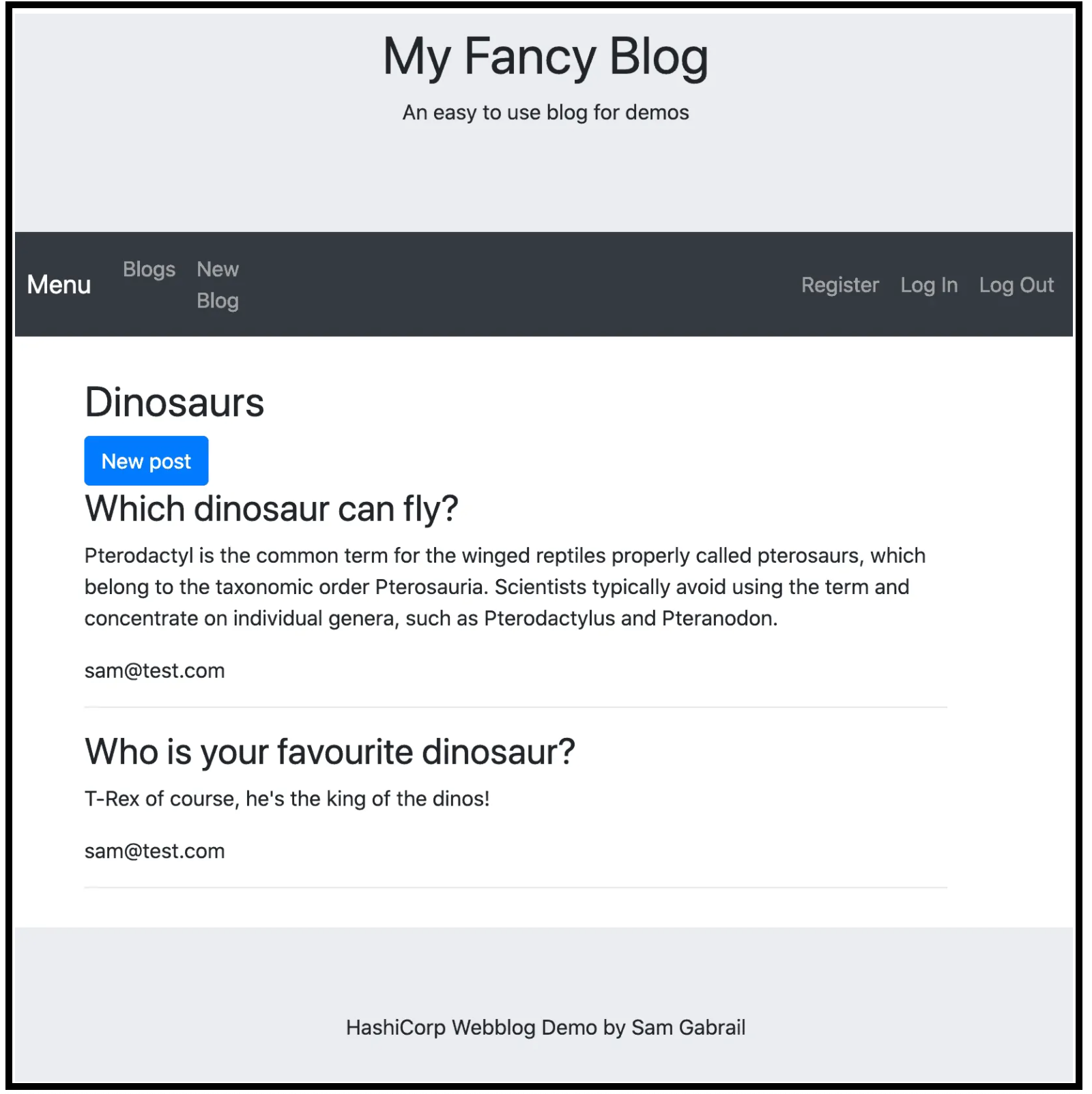 Webblog App Screenshot