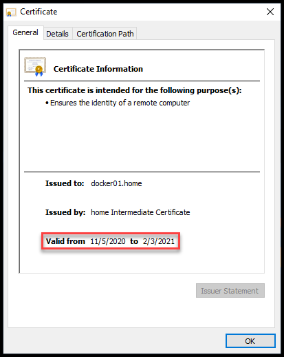 Grafana Certificate Valid for 90 Days