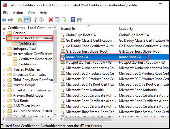 Vault Root CA added to Windows Cert Store