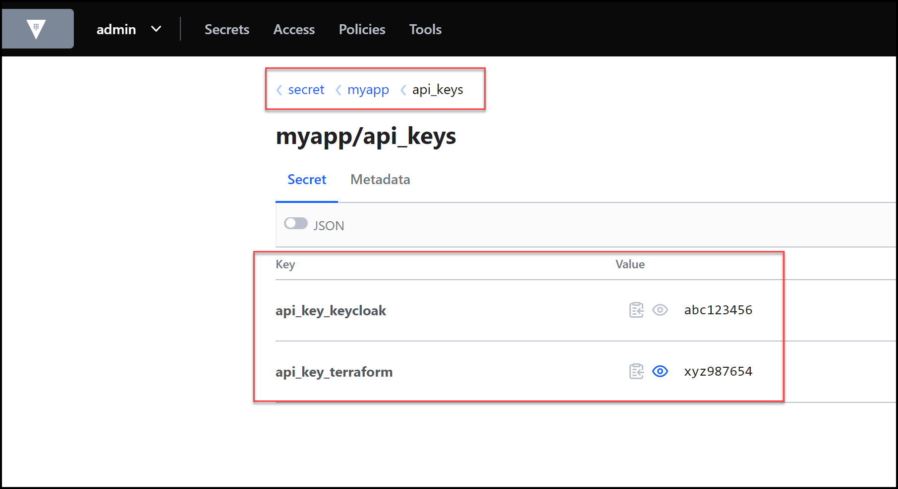 api_keys Secret Content