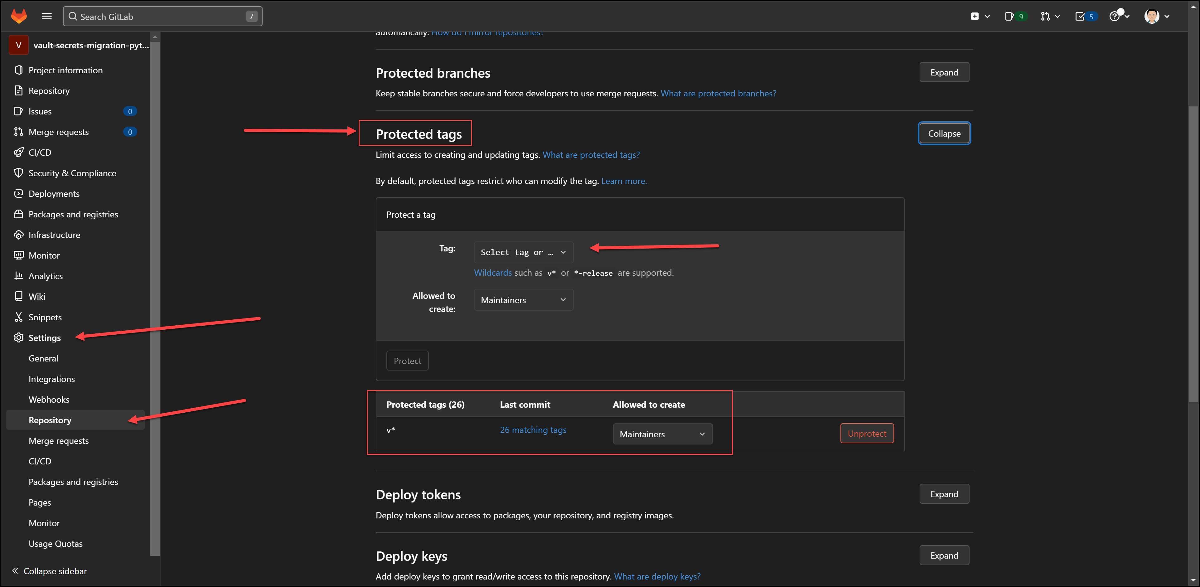 Protected Tags Setting