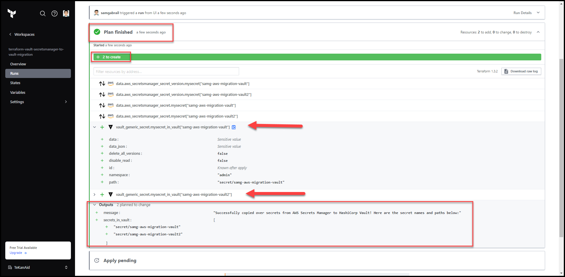 Terraform Plan Results