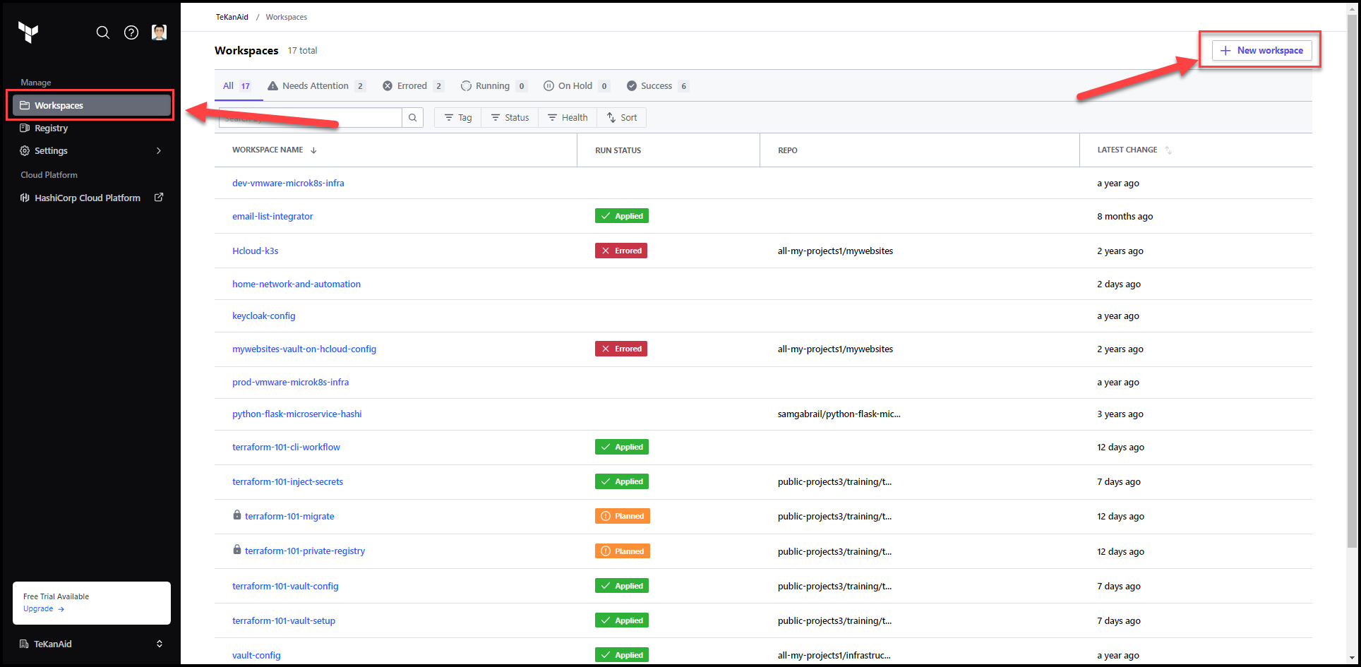 Create a TFC workspace