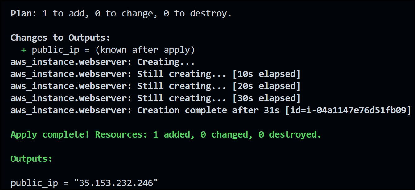 AWS Public IP Output
