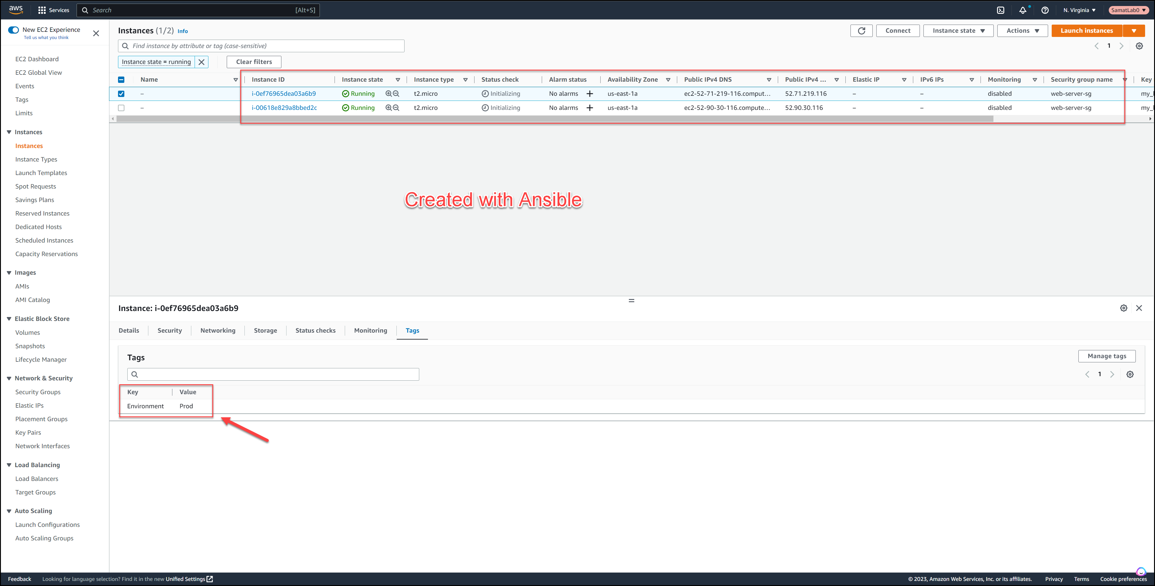 AWS Console for Ansible Build